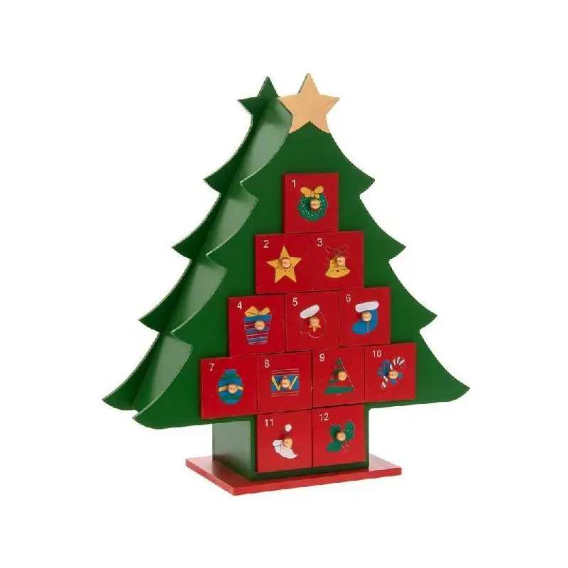 Wooden Christmas Tree with Advent Calendar
