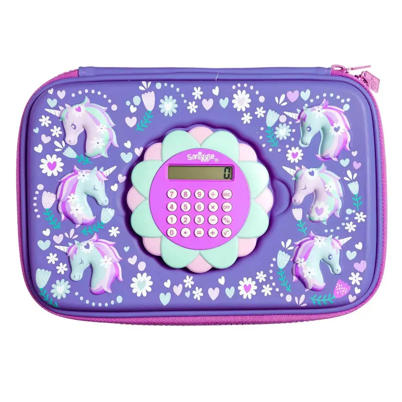 Smiggle Unicorn Calculator Play Hardtop Pencil Case - Lilac
