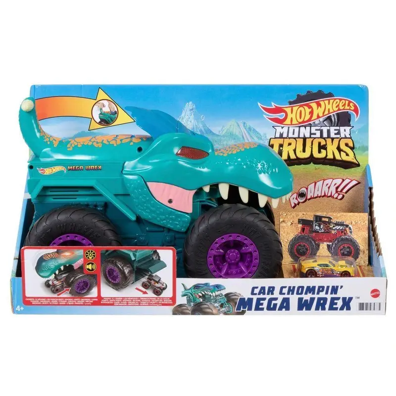 Hot Wheels Monster Trucks Car Chompin Mega-wrex Action Vehicle
