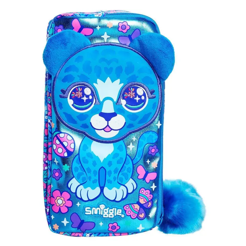 Smiggle Budz Character Two Pocket Pencil Case - Cornflower Blue