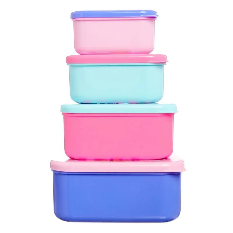 Smiggle Happy Snack N Stack Containers X 4 - Pink