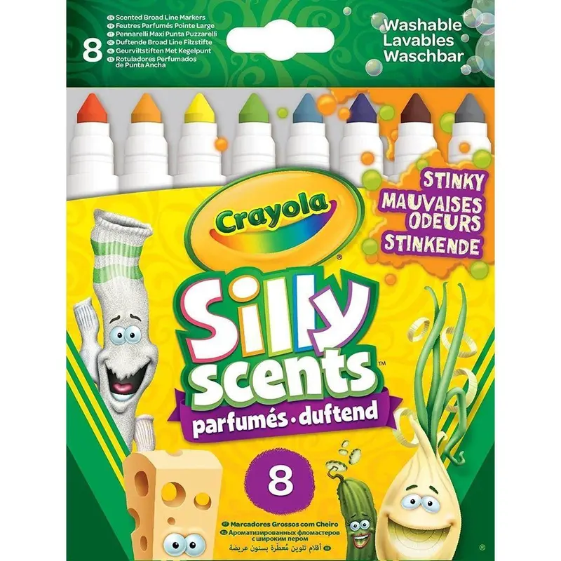 Crayola Silly Scents Broadline Perfumed Markers, 8 Colours