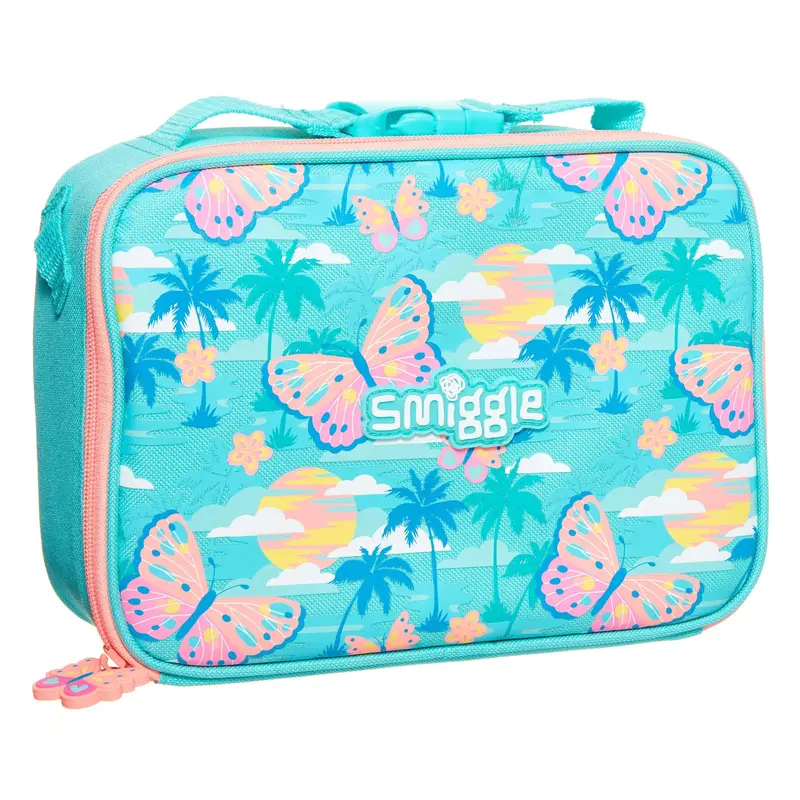 Smiggle Explore Attachable Square Lunchbox, Blue-pink