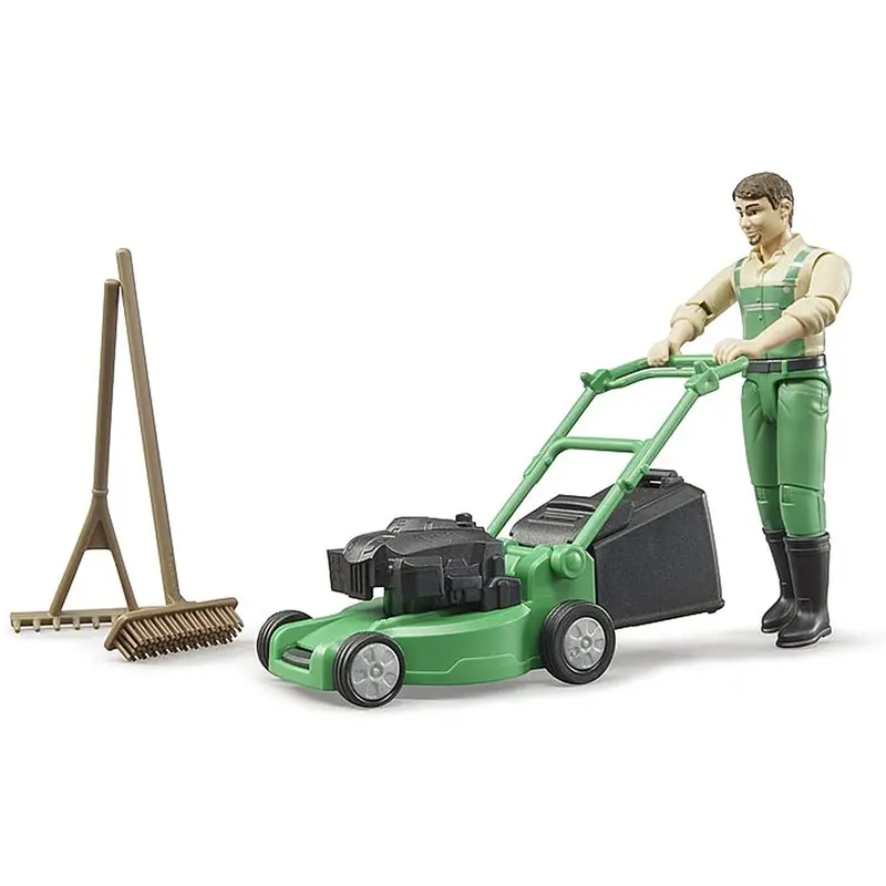 Bruder Bworld Gardener with Lawn Mower and Equipment