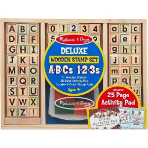 Melissa & Doug Deluxe Wooden Stamp Set - ABC 123