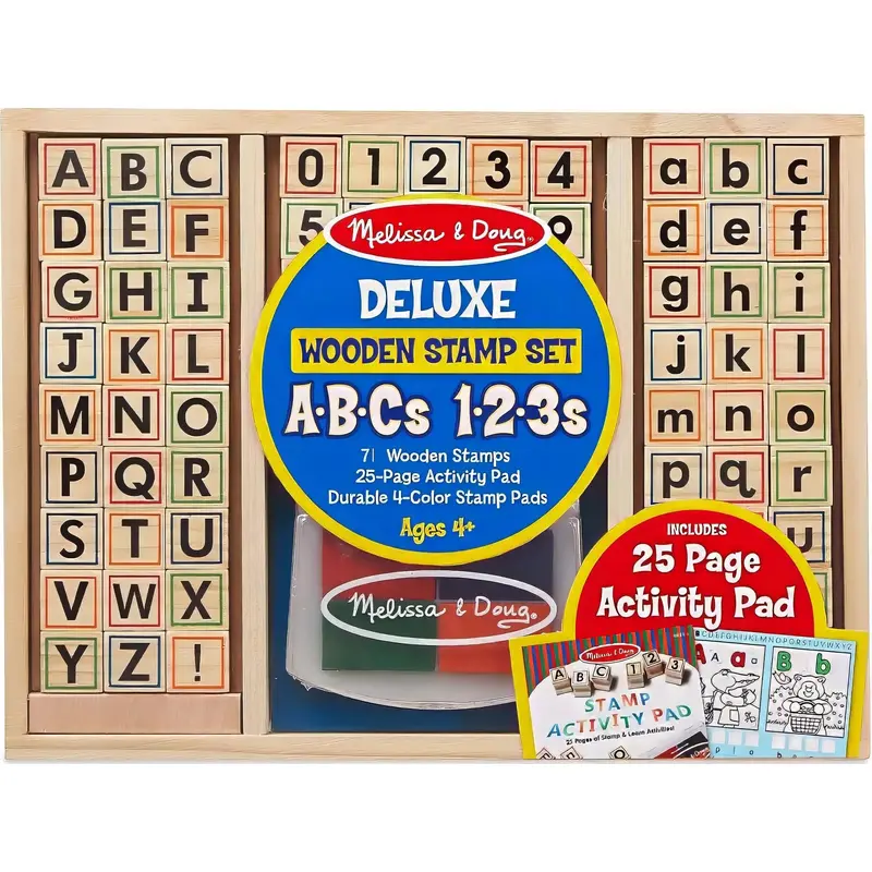 Melissa & Doug Deluxe Wooden Stamp Set - ABC 123