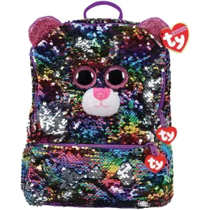 Ty Square Plush Sequin Backpack  Dotty The Leopard
