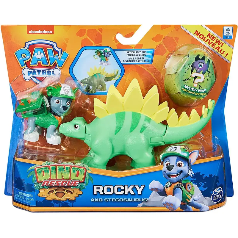 PAW Patrol Dino Rescue Figures and Mystery Dinosaur - Rocky and Stegosaurus