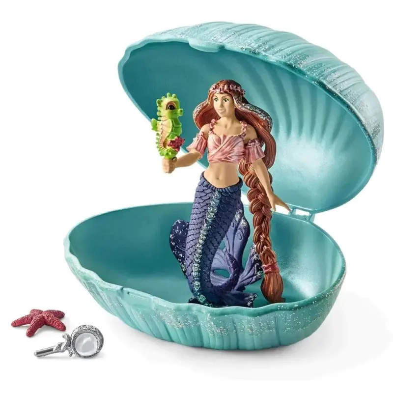 Schleich 70563 Mermaid with Baby Seahorse In Shell Figure