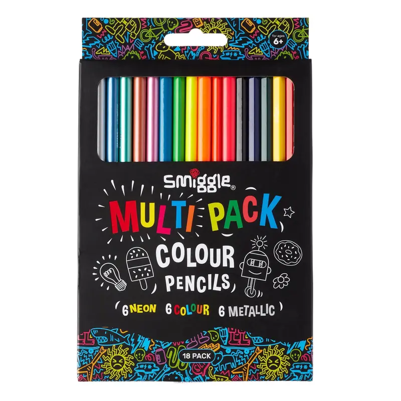 Smiggle Multi Pack Colour Pencils X18 - Colour Mix