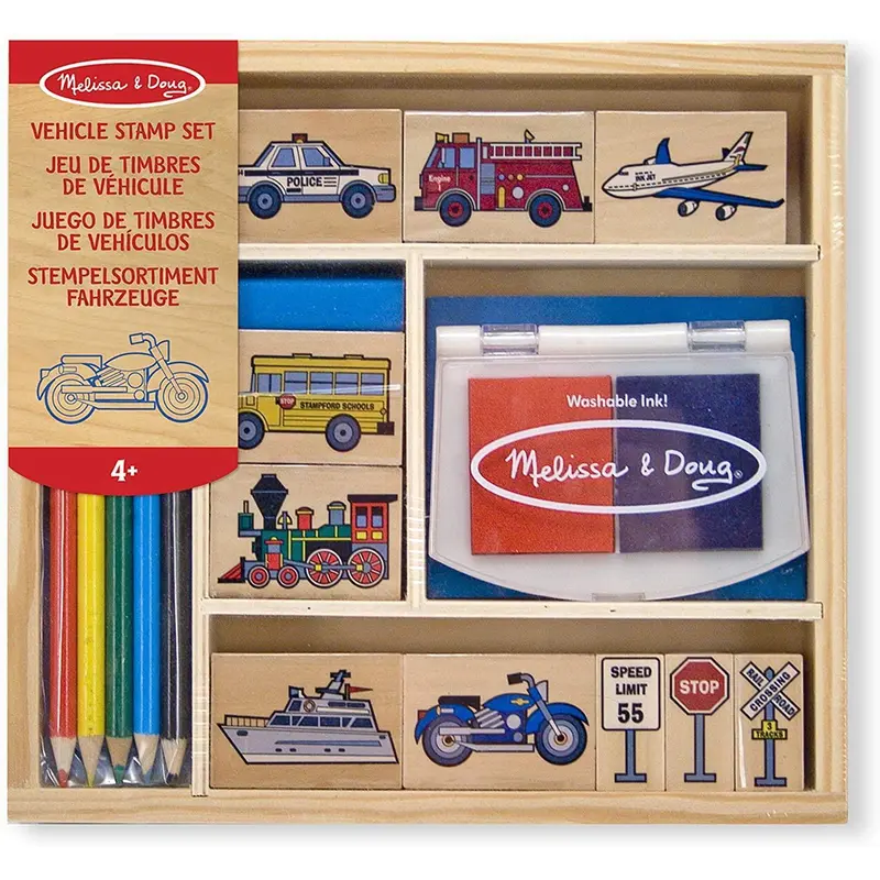 Melissa & Doug Wooden Stamp Set - Vehicles