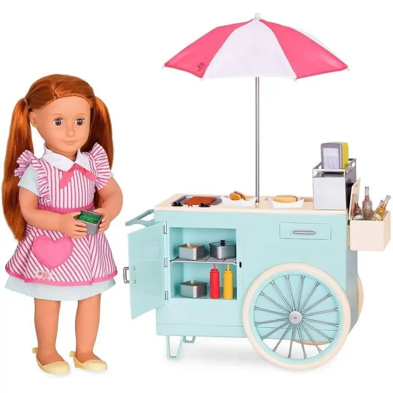 Our Generation Retro Hot Dog Cart and Accessories Dolls Accessories