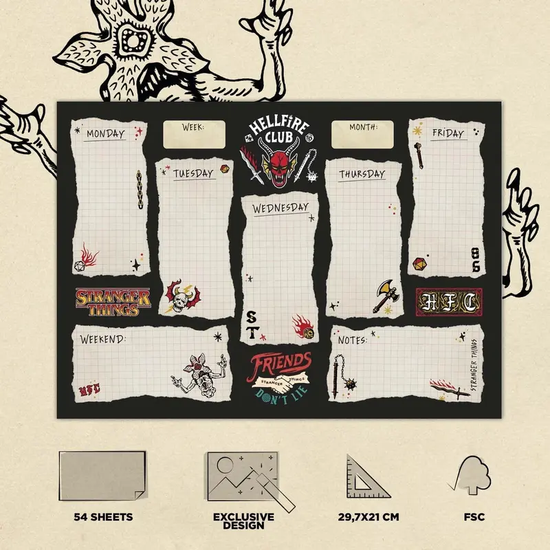Stranger Things A4 Weekly Planner