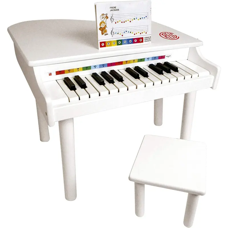 Reig Children's Electronic Wooden Grand Toy Piano - White