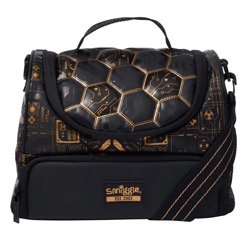 Smiggle Livewire Large Double Lunchbox with Strap - Black