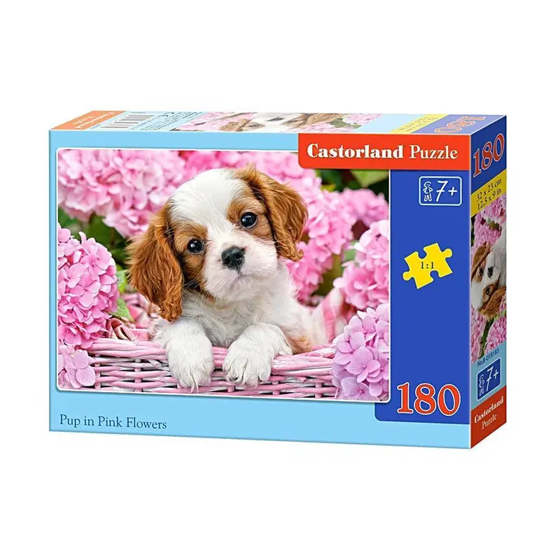 Castorland 180 Piece Jigsaw Puzzle - Pup In Pink Flowers