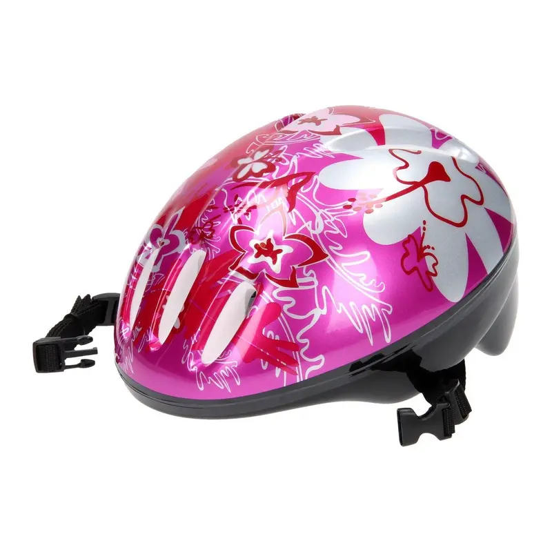Bicycle Helmet Size 50-54 Pink-silver Flower