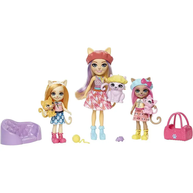 Enchantimals City Tails Carmel Cat Family