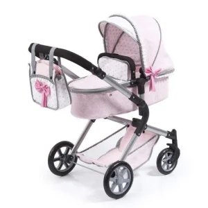 REIG Pink Doll Stroller with Swivel Front Wheels and 2-in-1 Bag
