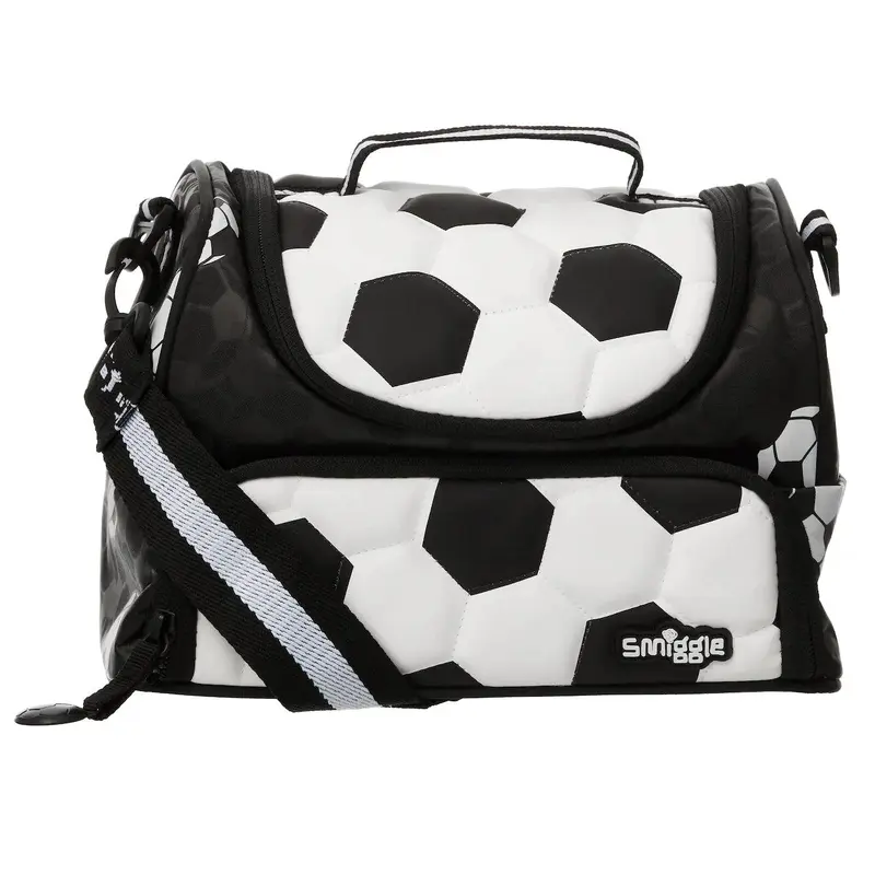 Smiggle Goal Double Tier Lunch Box with Strap - Black