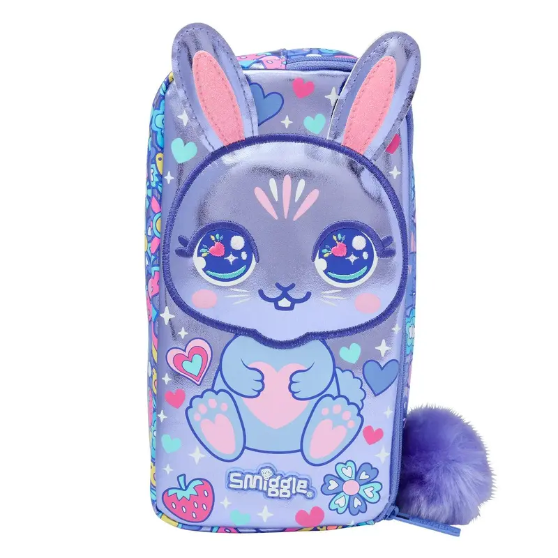 Smiggle Hop Character Two Pocket Pencil Case - Lilac