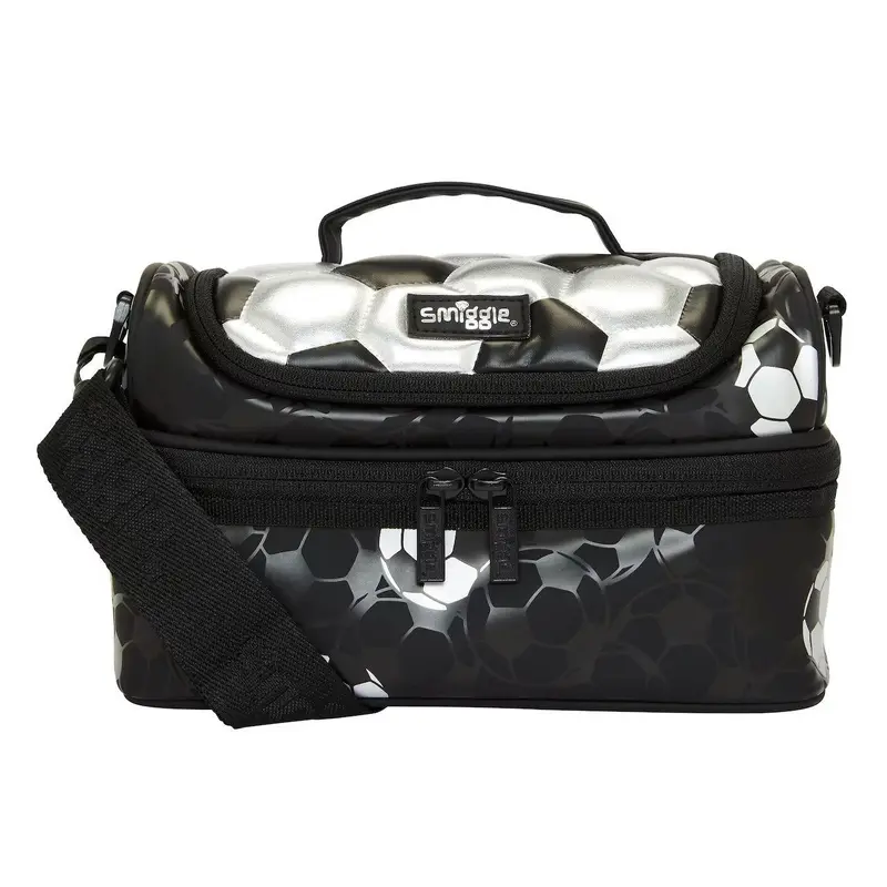 Smiggle Striker Double Decker Lunchbox with Strap - Silver