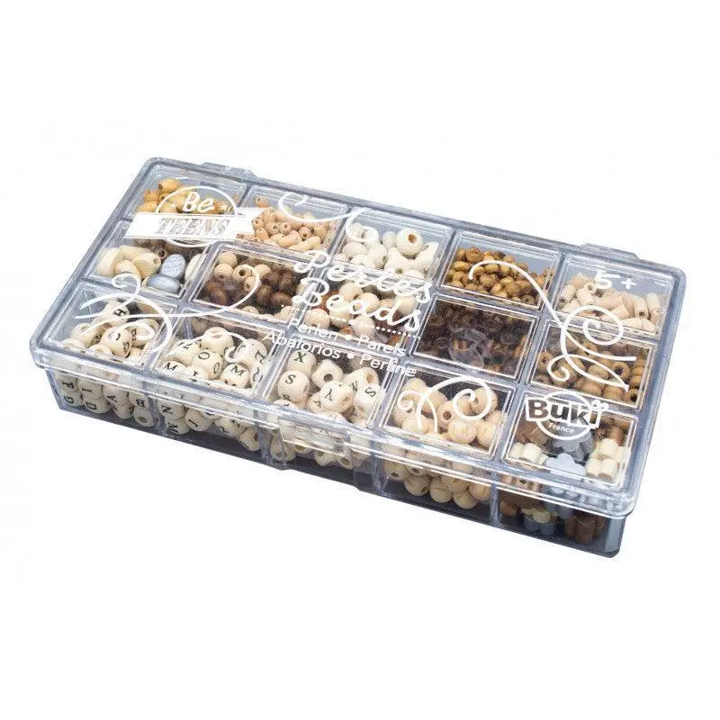 BUKI France Box of Wooden Beads  Natural