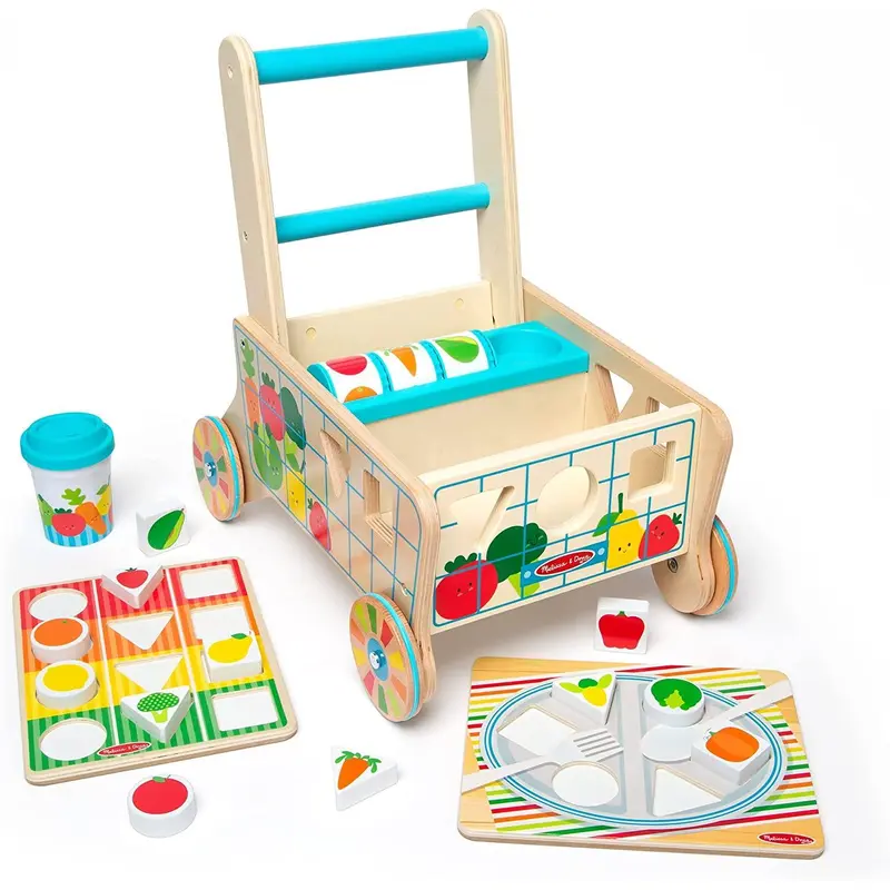Melissa & Doug Wooden Shape Sorting Grocery Cart